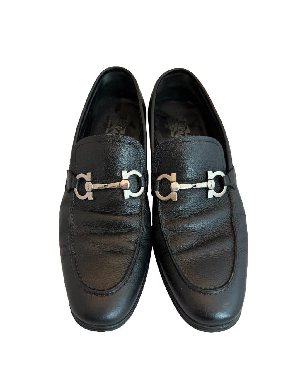 Salvatore Ferragamo Flori 2 Pebbled Leather Loafers Dress Shoes Size 8.5 EE 2E